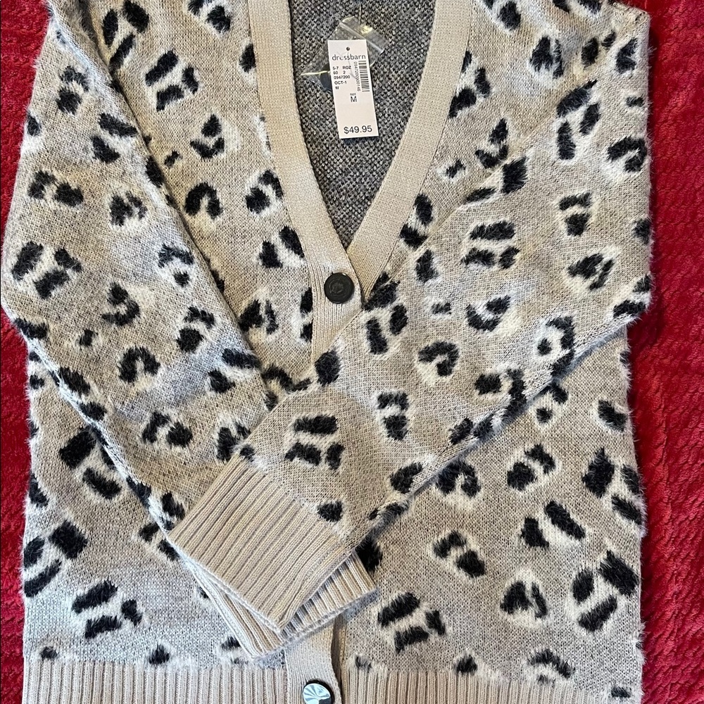 Leopard print 4 button sweater